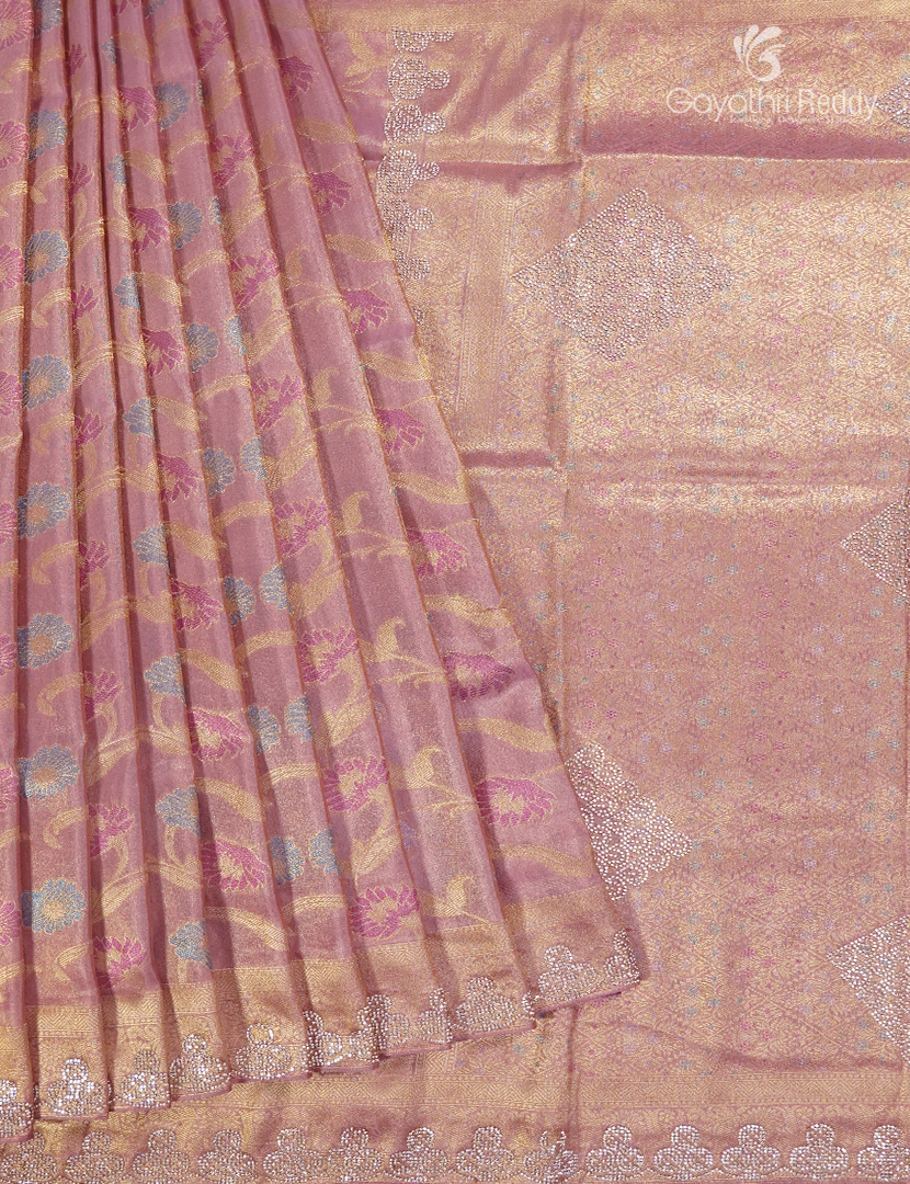 Semi Kanchipuram Silk Fancy Saree in Baby Pink