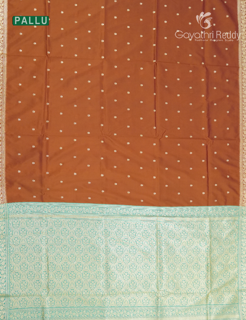 Semi Katan Silk Saree in Terracota Brown