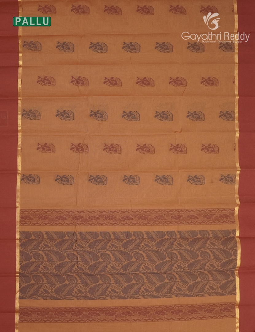 Pure Kanchi Cotton Saree in Rust