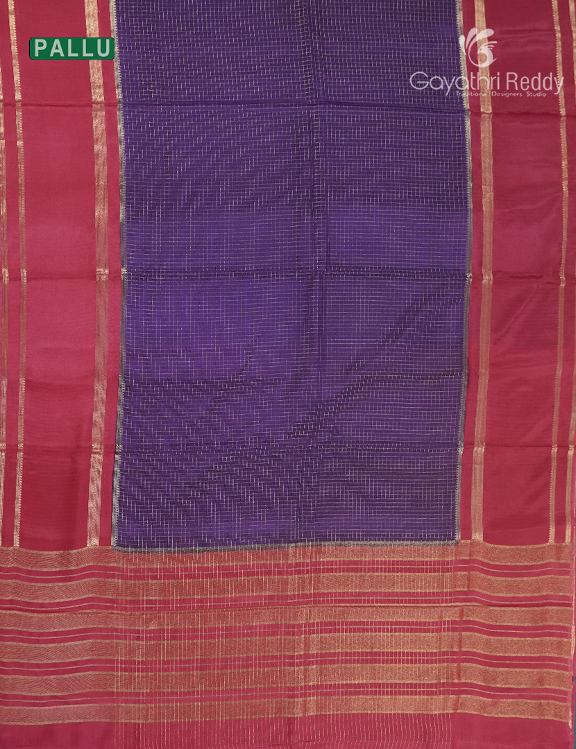 Semi Mysore Crepe Saree in Deep Purple and Rose Pink