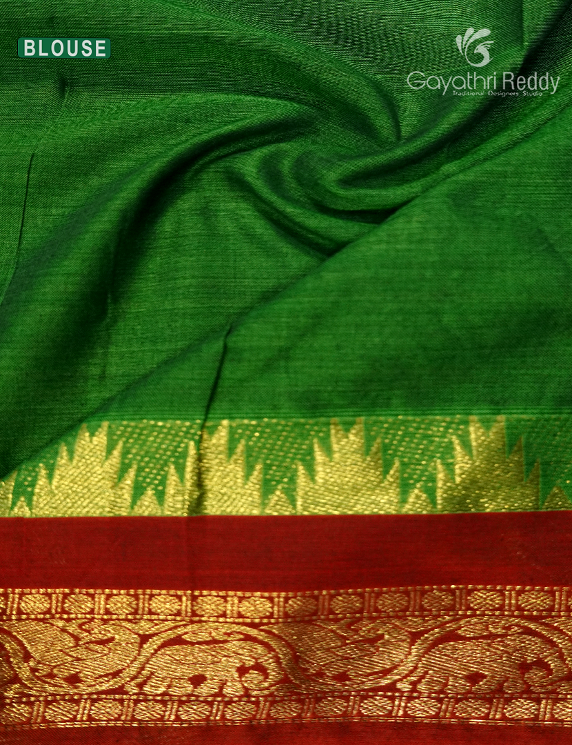 Pure Narayanpet Cotton Saree in Leaf Green