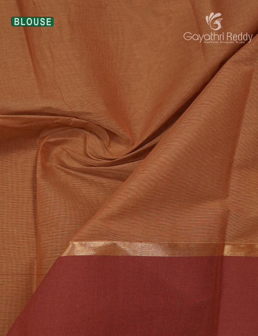 Pure Kanchi Cotton Saree in Rust