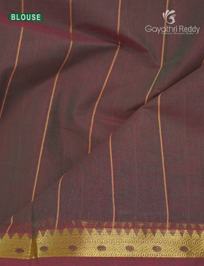 Pure Kanchi Cotton Saree in Brown