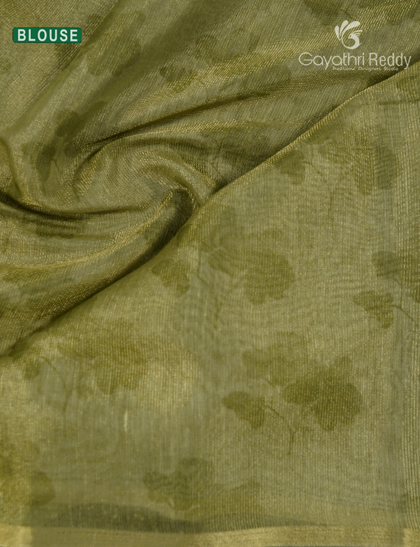 Linen Silk Saree in Parrot Green
