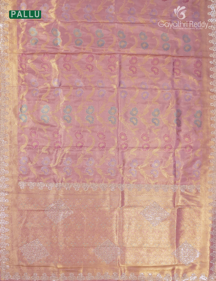 Semi Kanchipuram Silk Fancy Saree in Baby Pink