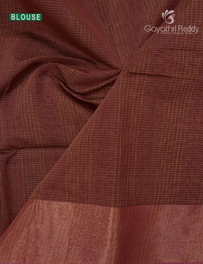 Semi Ikat Sico Saree in Rust