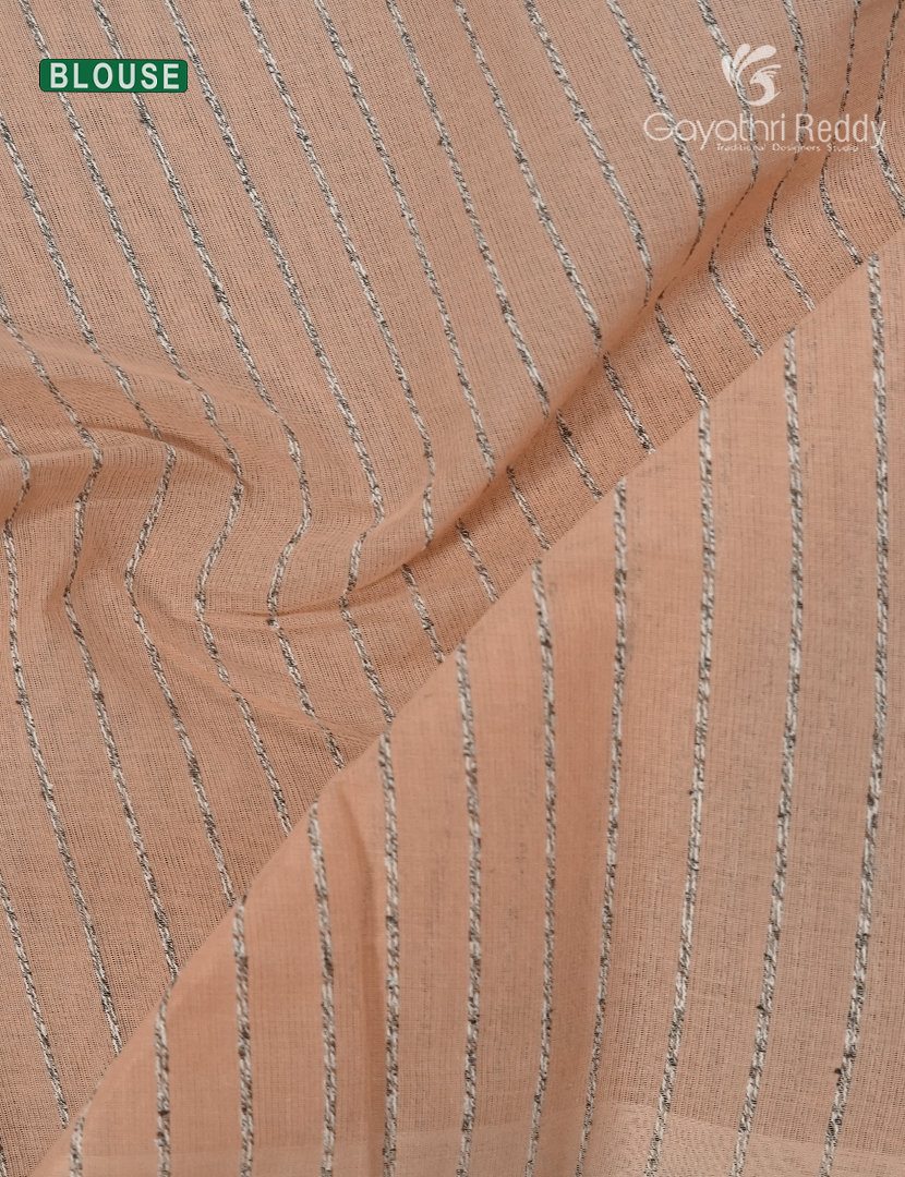 Pure Handloom Cotton Saree in Pastel Peach