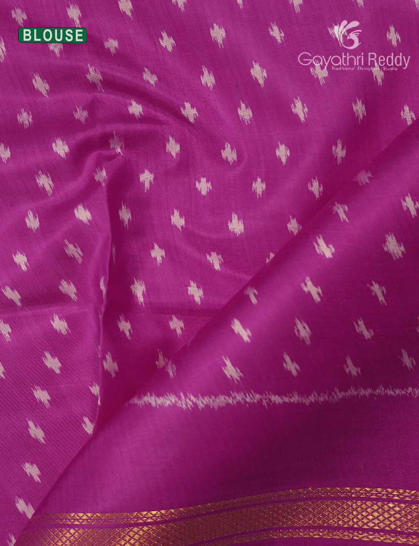 Pure Ikat Silk Saree in Burgundy and Pink