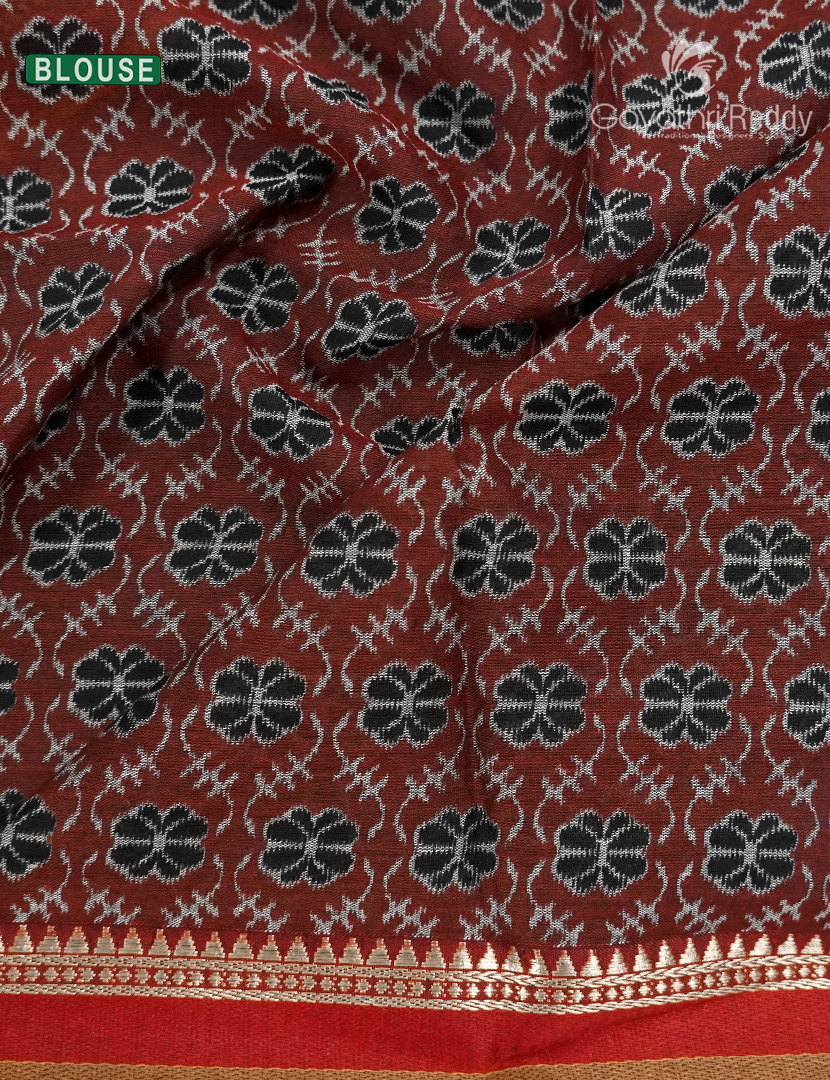 Vidharbha Cotton Saree in Black and Rust