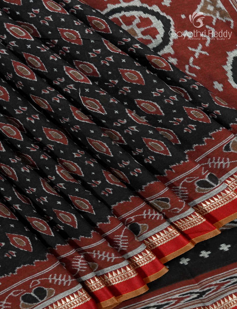 Vidharbha Cotton Saree in Black and Rust