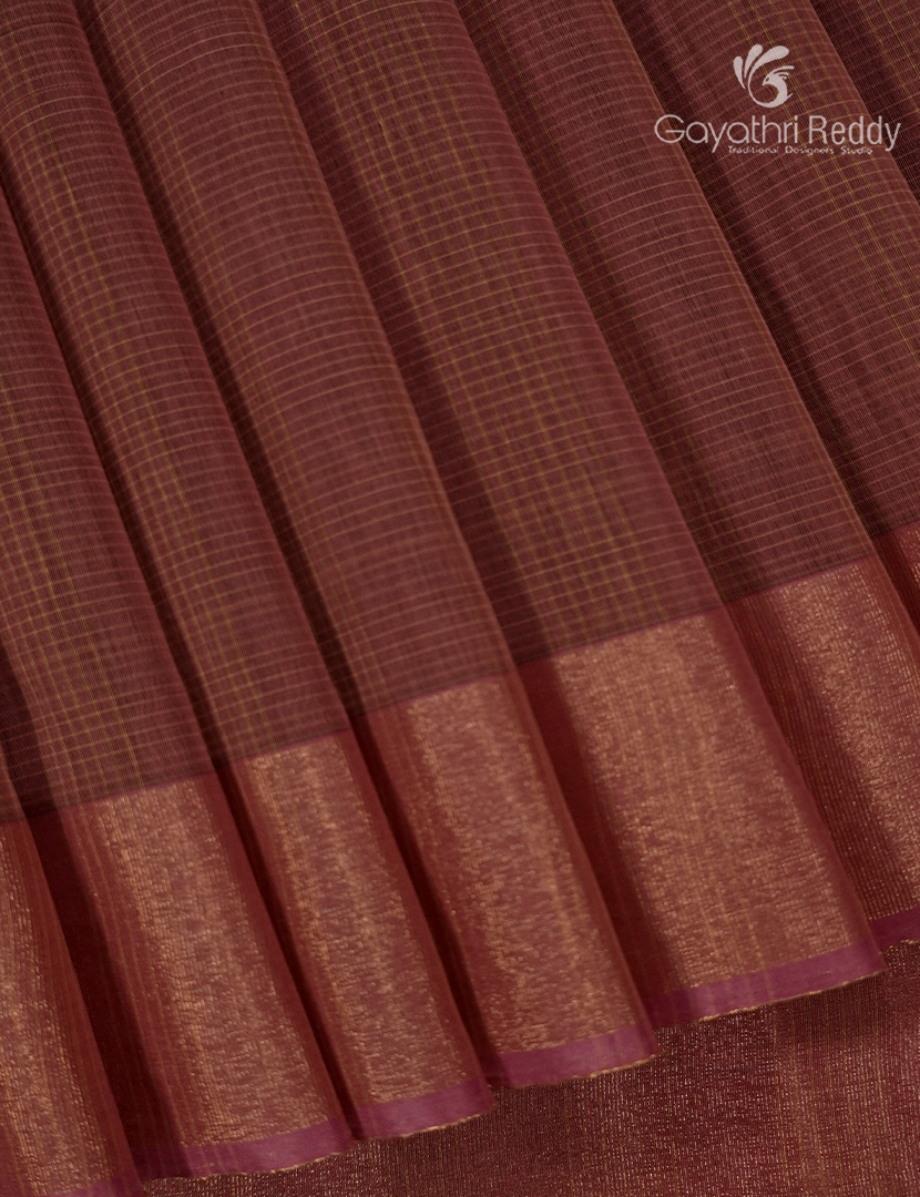 Semi Ikat Sico Saree in Rust