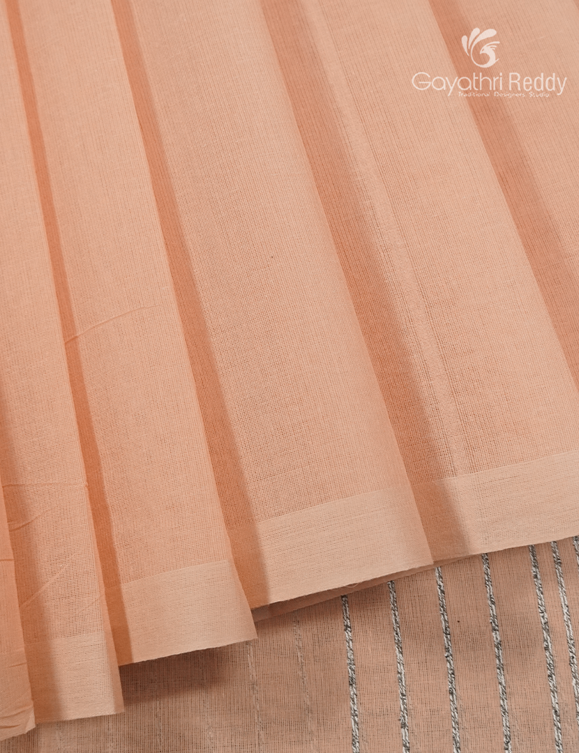 Pure Handloom Cotton Saree in Pastel Peach