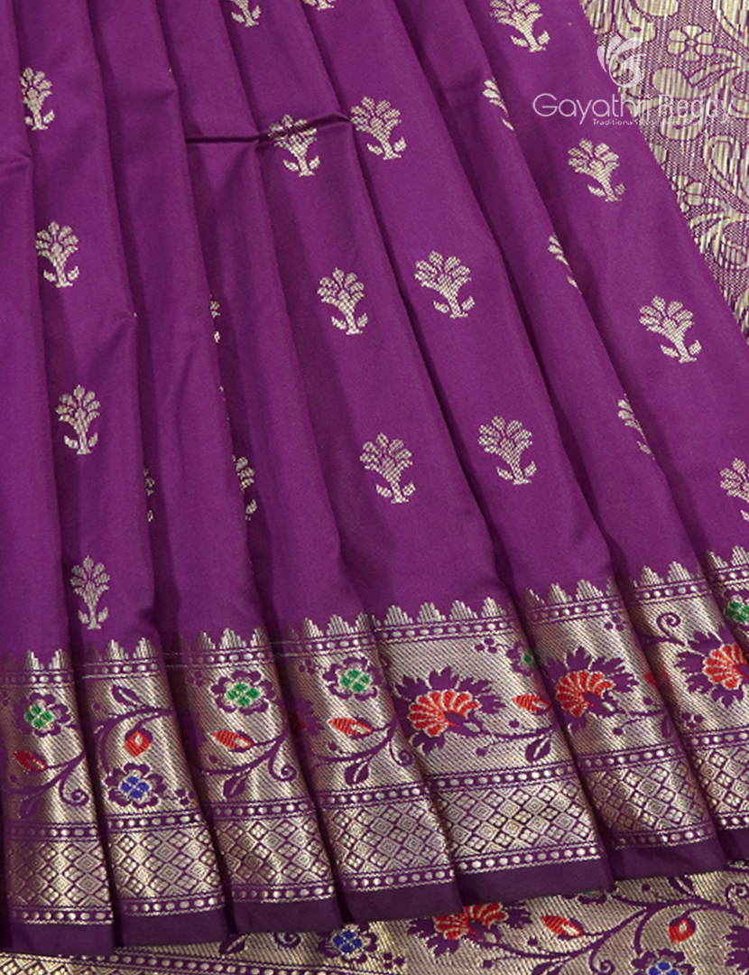 Semi Banaras Katan Silk Saree in Deep Violet