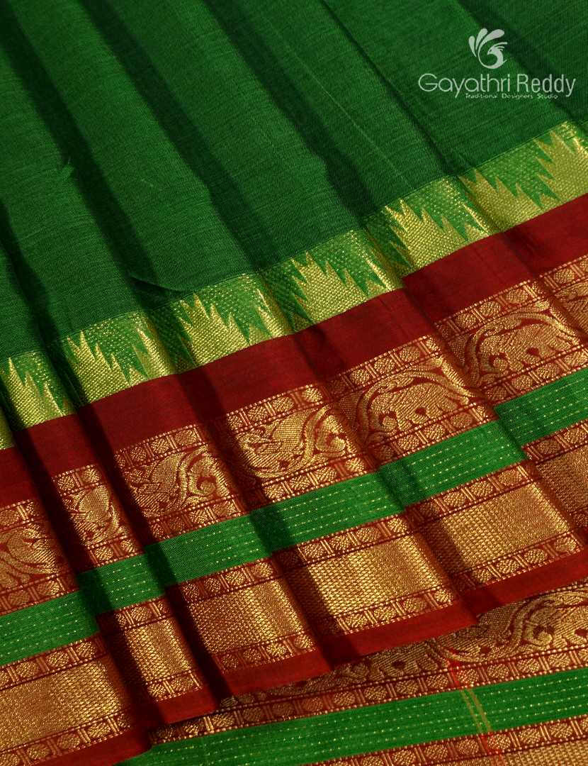 Pure Narayanpet Cotton Saree in Leaf Green