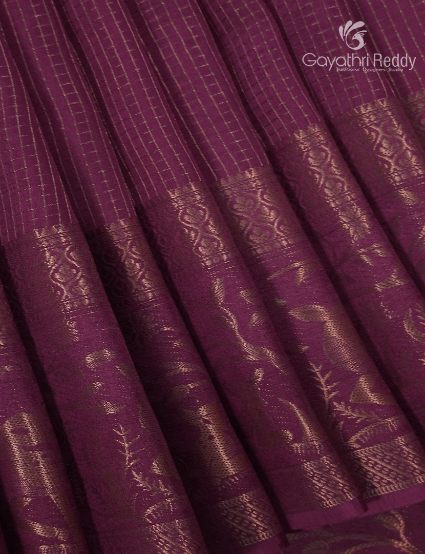 Semi Mysore Crepe Saree in Burgundy