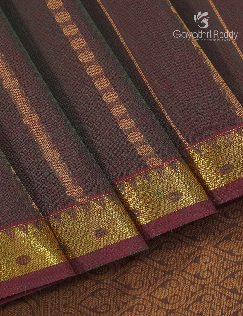 Pure Kanchi Cotton Saree in Brown