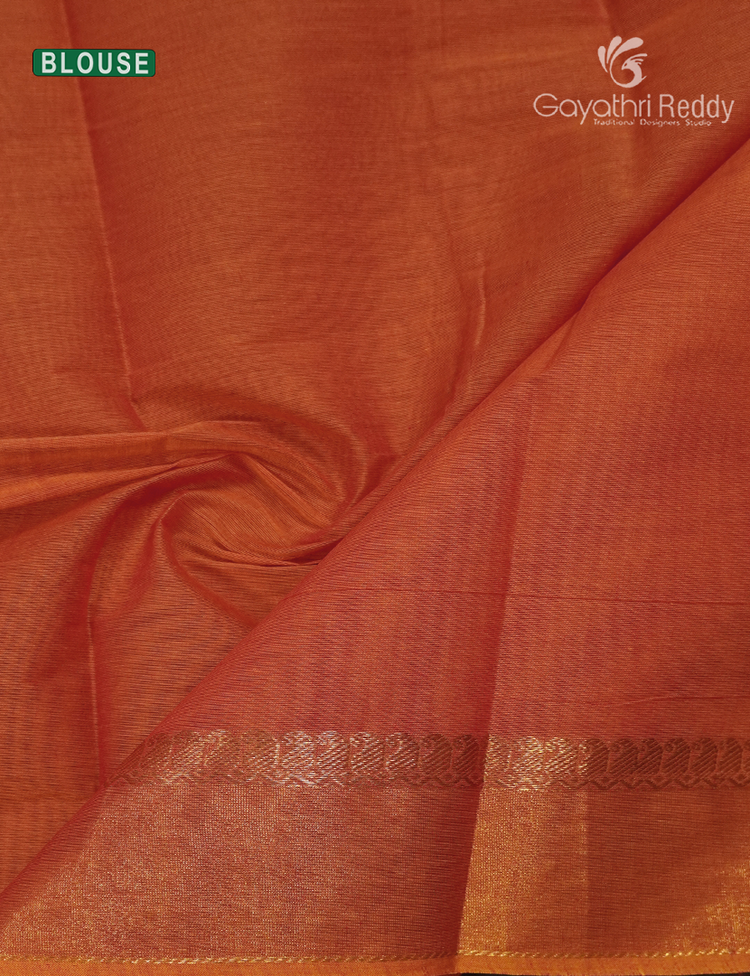 Pure Kanchi Cotton Saree in Orange