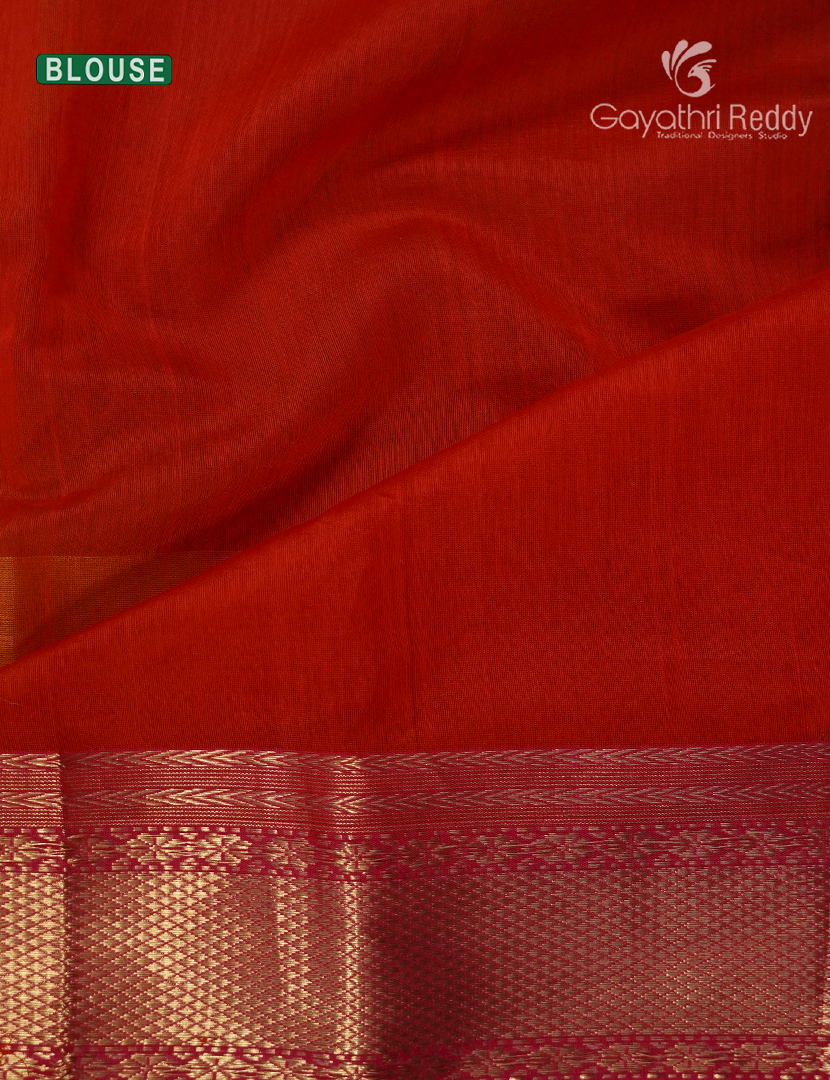 Pure Chanderi Sico Saree in Parrot Green and Red