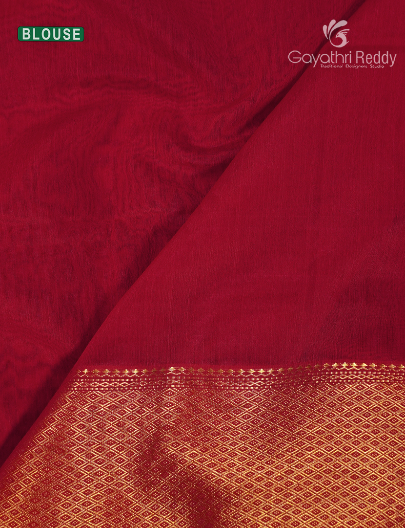 Pure Chanderi Sico Saree in Peach and Red