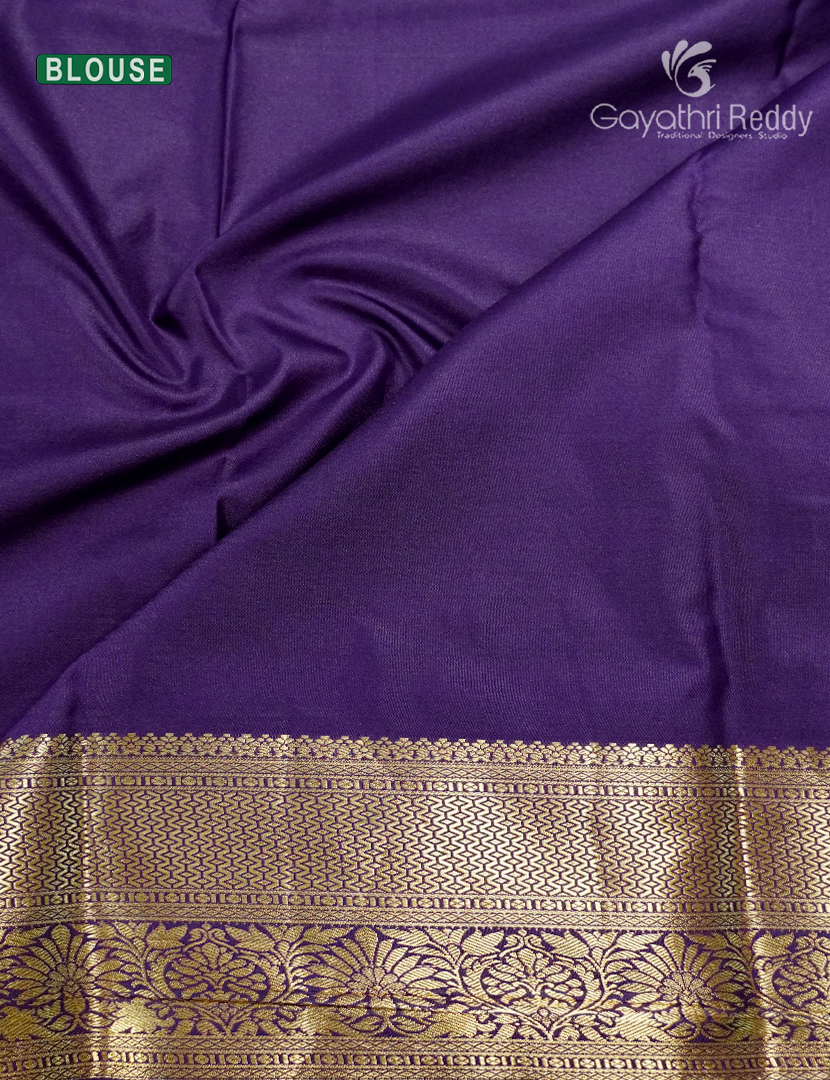Semi Kanchipuram Silk Saree in Deep Purple