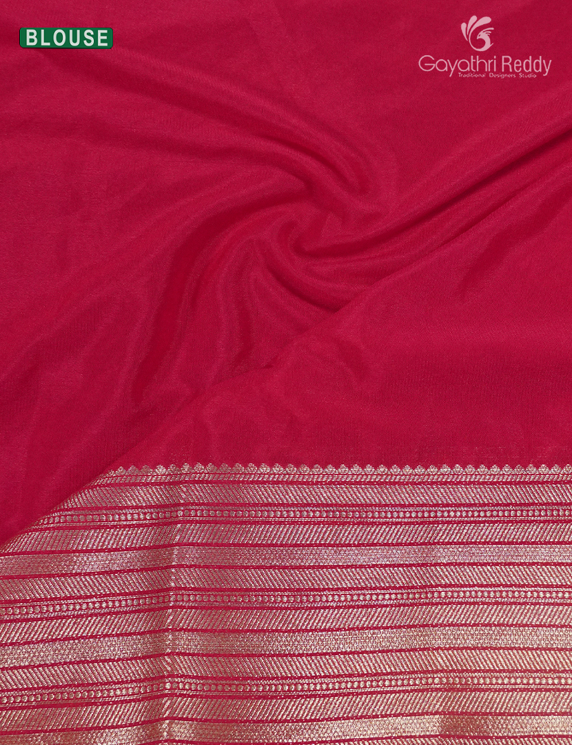 Semi Mysore Crepe Saree in Rani Pink