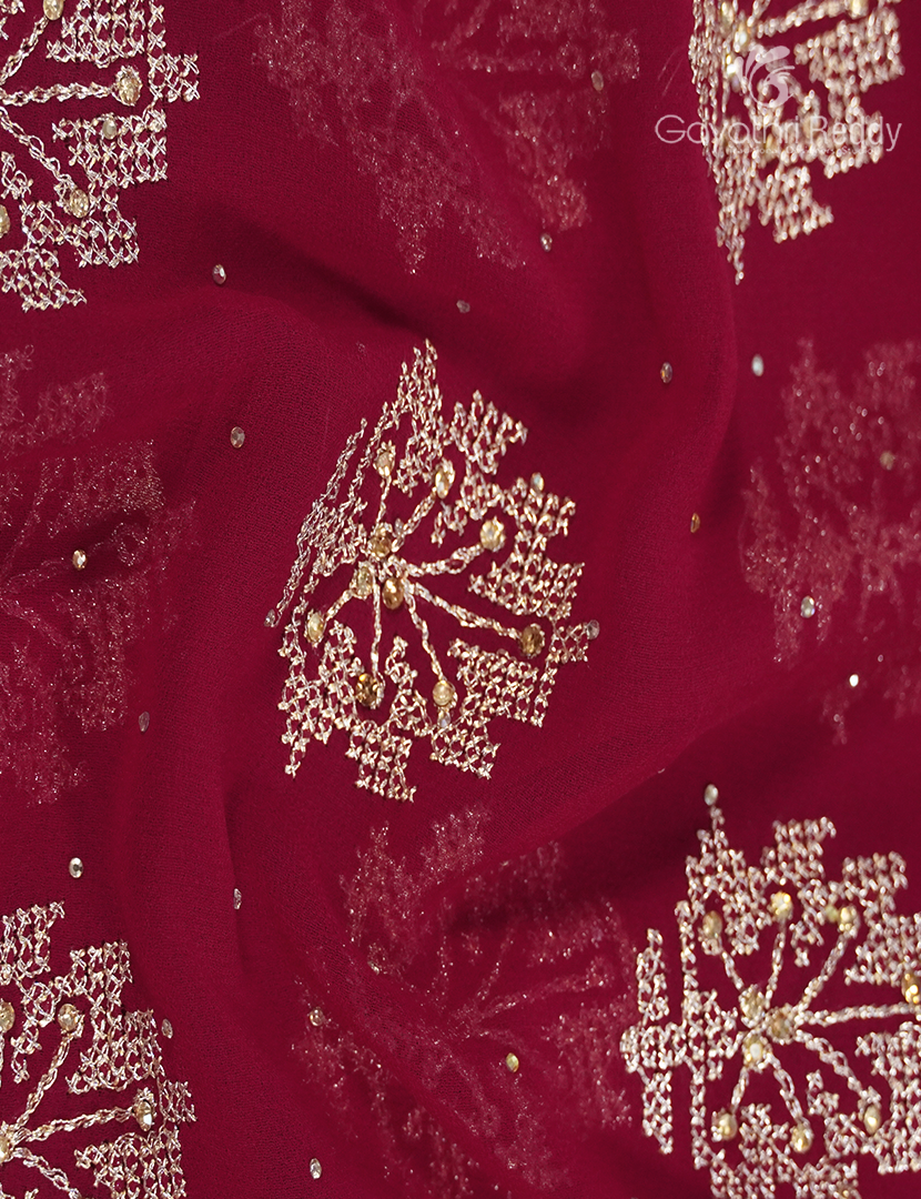 Georgette Fancy Saree in Deep Pink