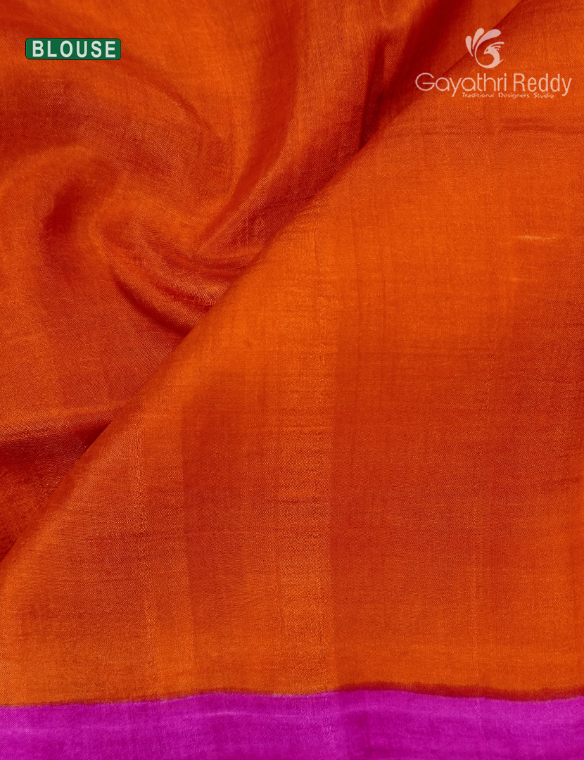 Pure Silk Saree in Cream and Rani Pink