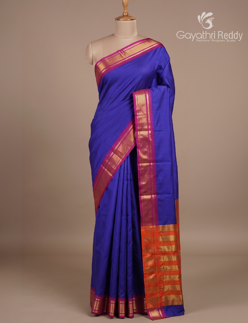 Semi Gadwal Saree in Royal Blue