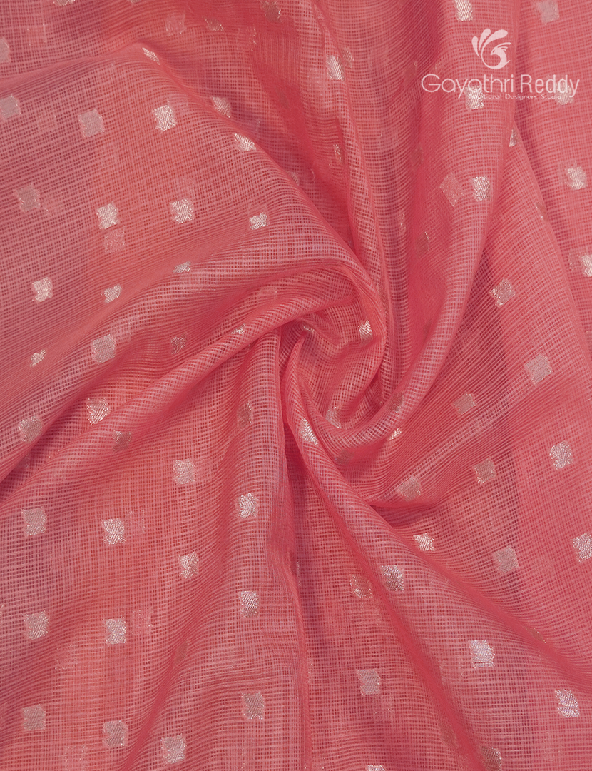 Banaras Kota Lehanga Set in Peach and Lime
