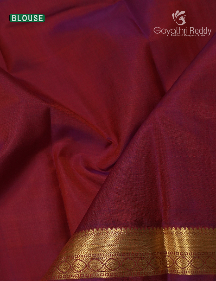 Pure Kanchipuram Silk Saree in Turmeric and Deep Red