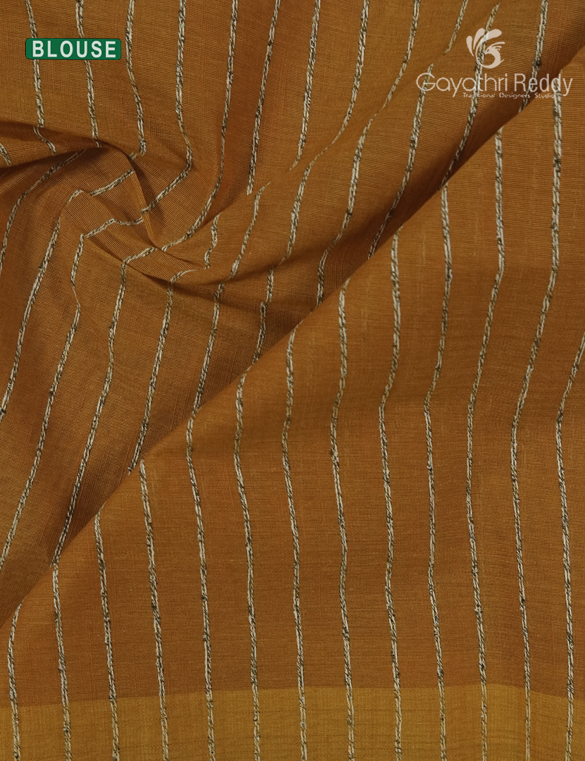Pure Handloom Cotton Saree in Mustard