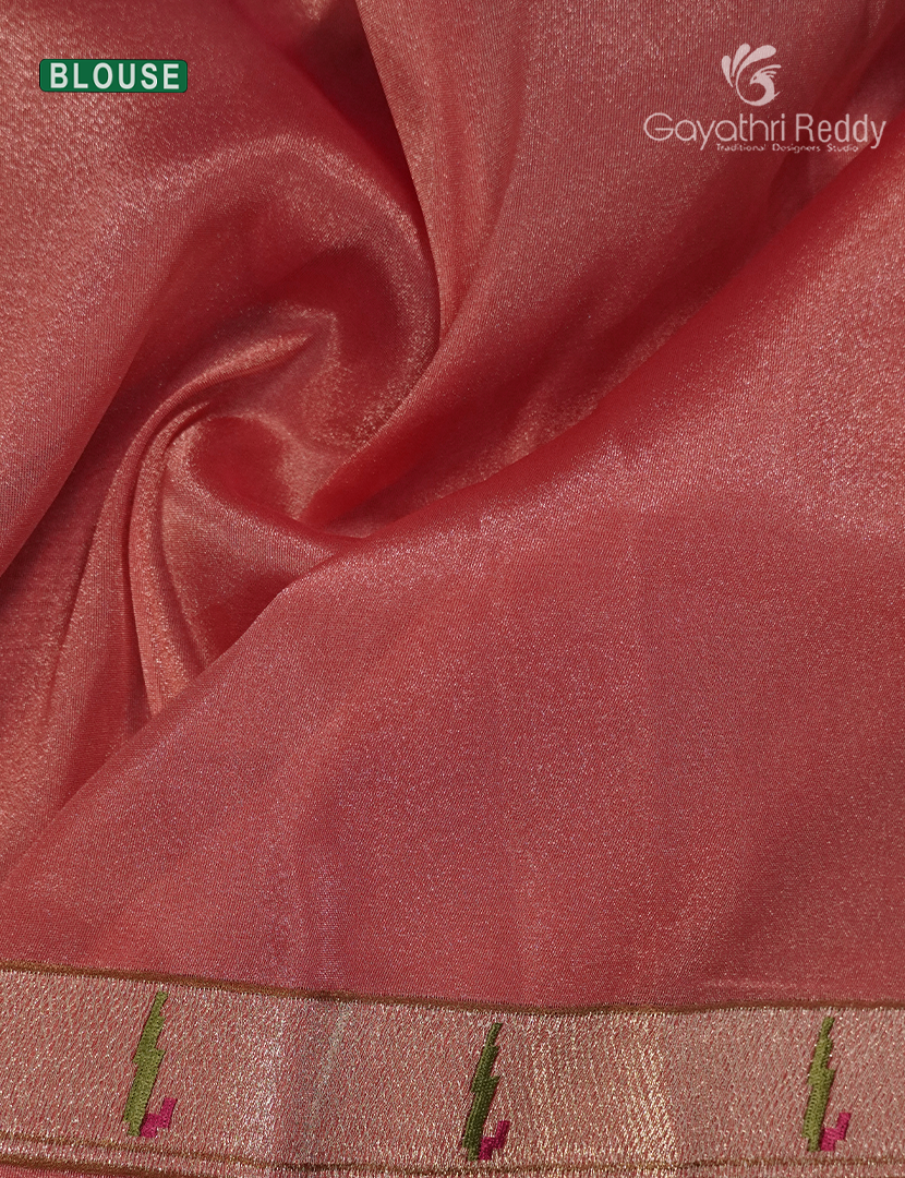Organza Fancy Saree in Coral Peach