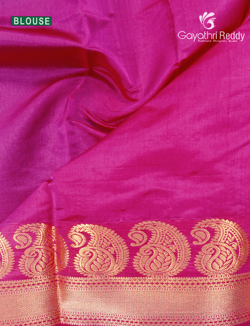 Pure Kanchi Sico Saree in Sea Blue and Rani Pink
