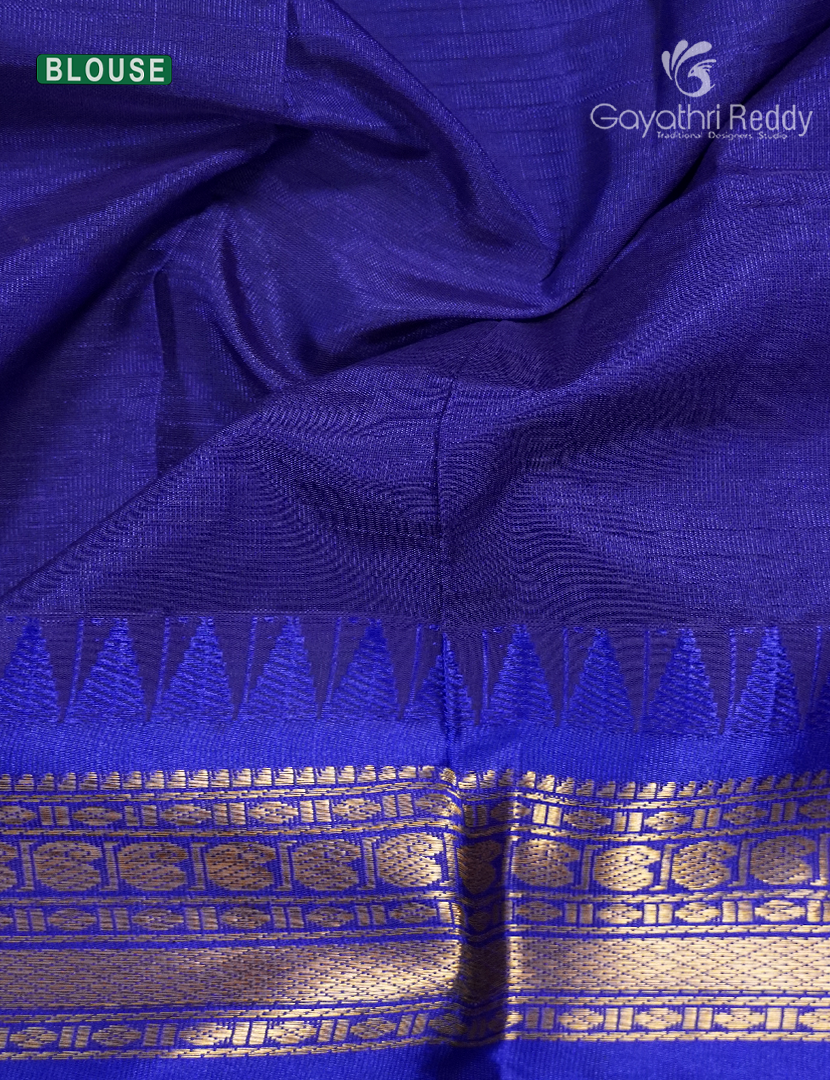 Pure Gadwal Cotton Saree in Lotus Pink and Royal Blue