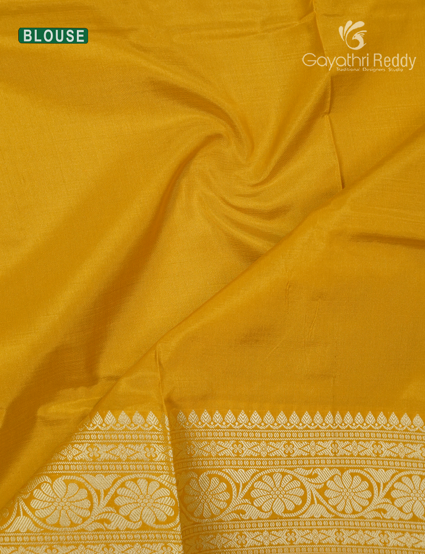 Pure Banaras Katan Silk Saree in Mango Yellow