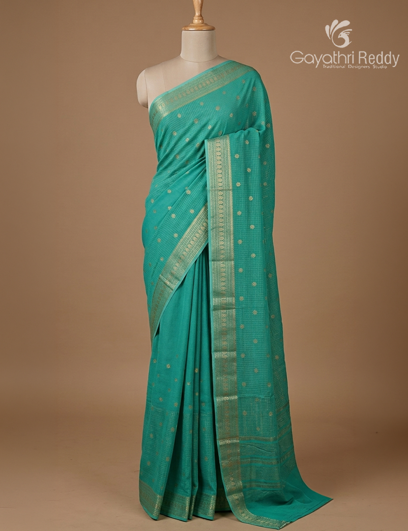 Semi Mysore Crepe Saree in Sea Foam Green