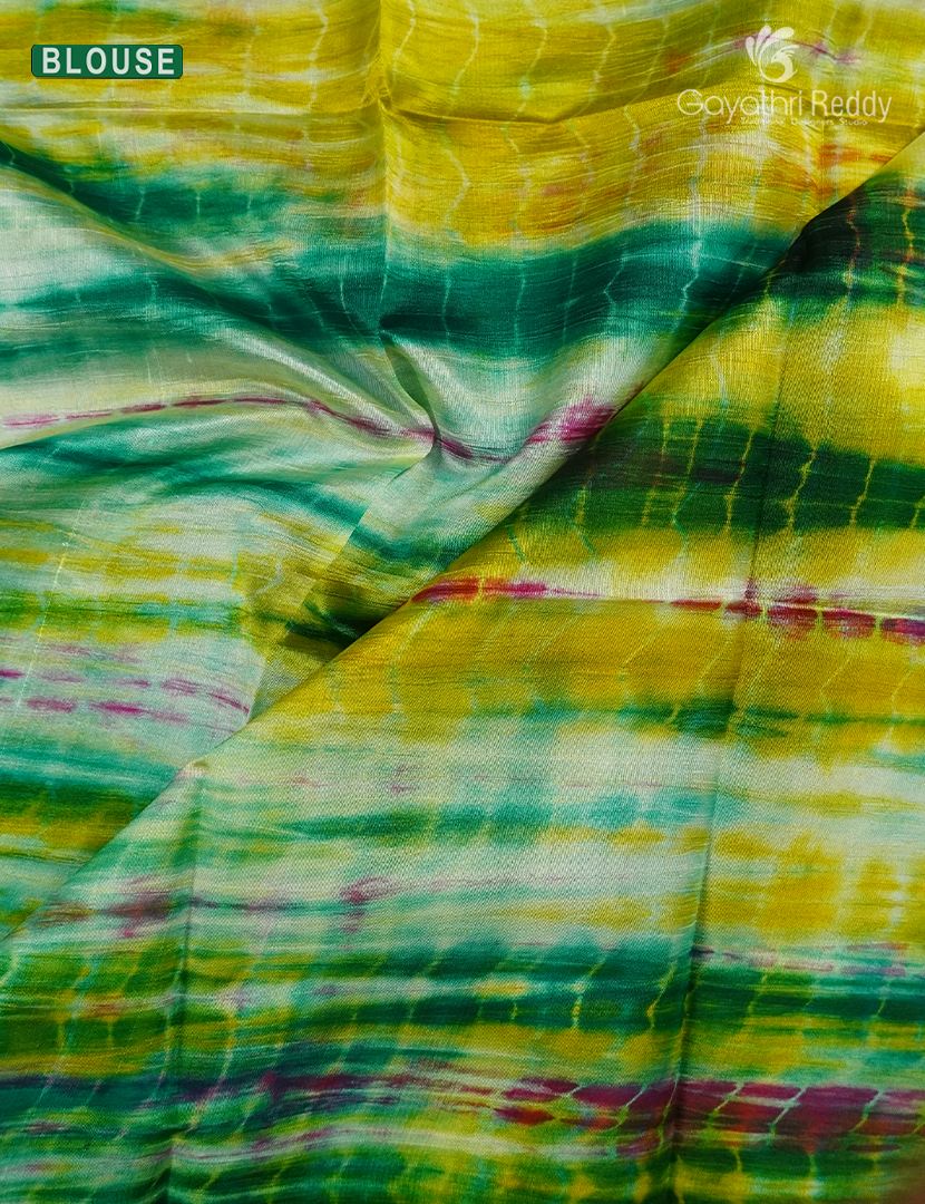 Pure Dupion Digital Print Saree in Bottle Green