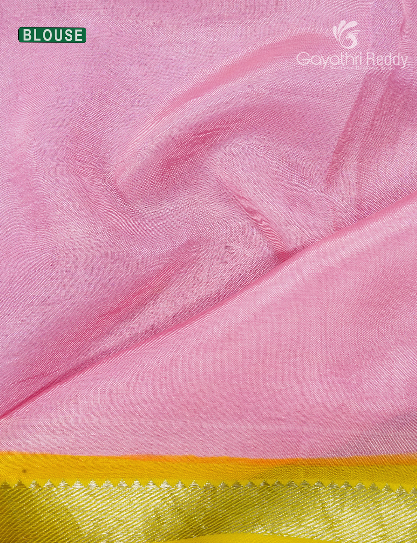 Mangalagiri Pattu Saree in Champak Yellow and Baby Pink