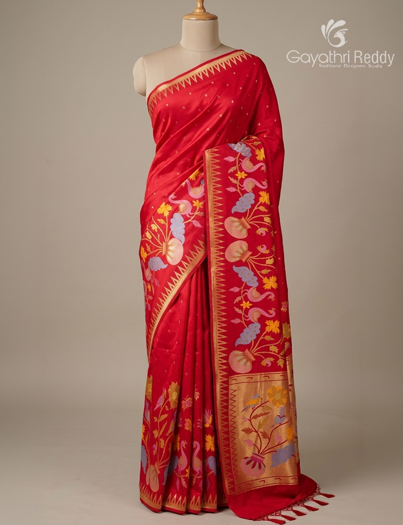Pure Satin Silk Saree in Rani Pink