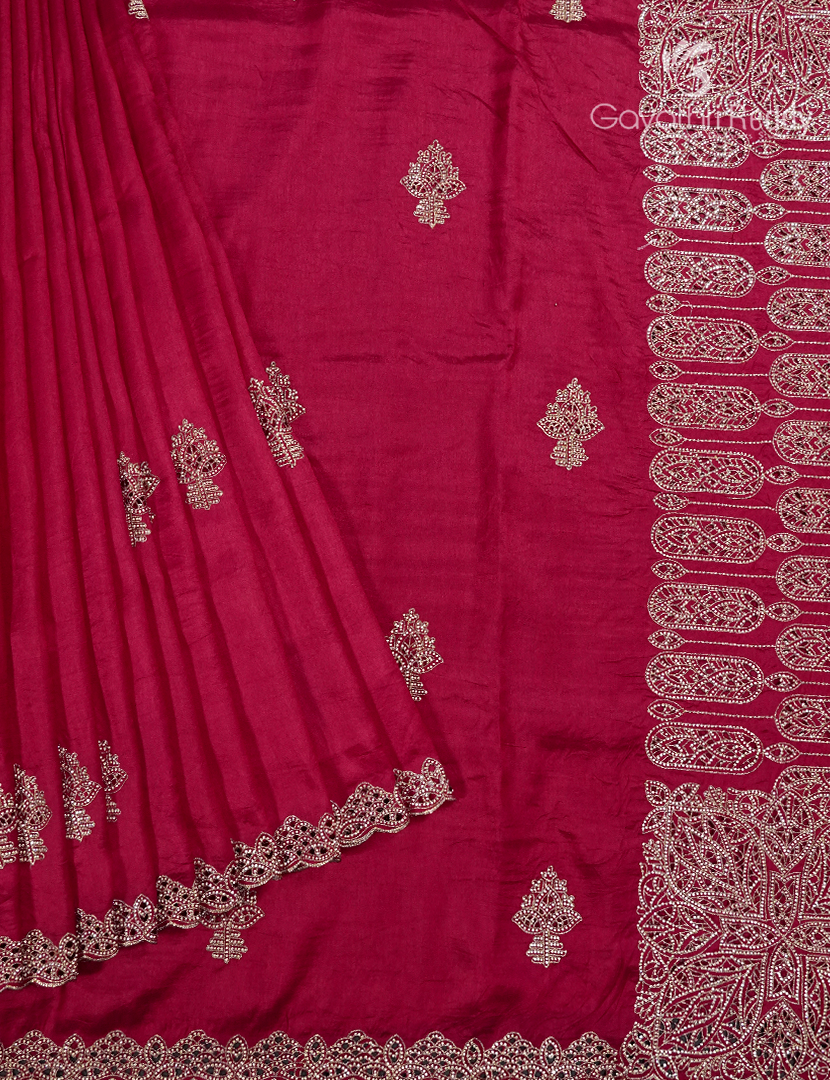Semi Dupion Silk Saree in Rani Pink