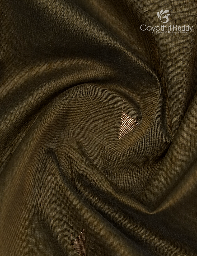 Pure Chanderi Sico Saree in Deep Olive Green
