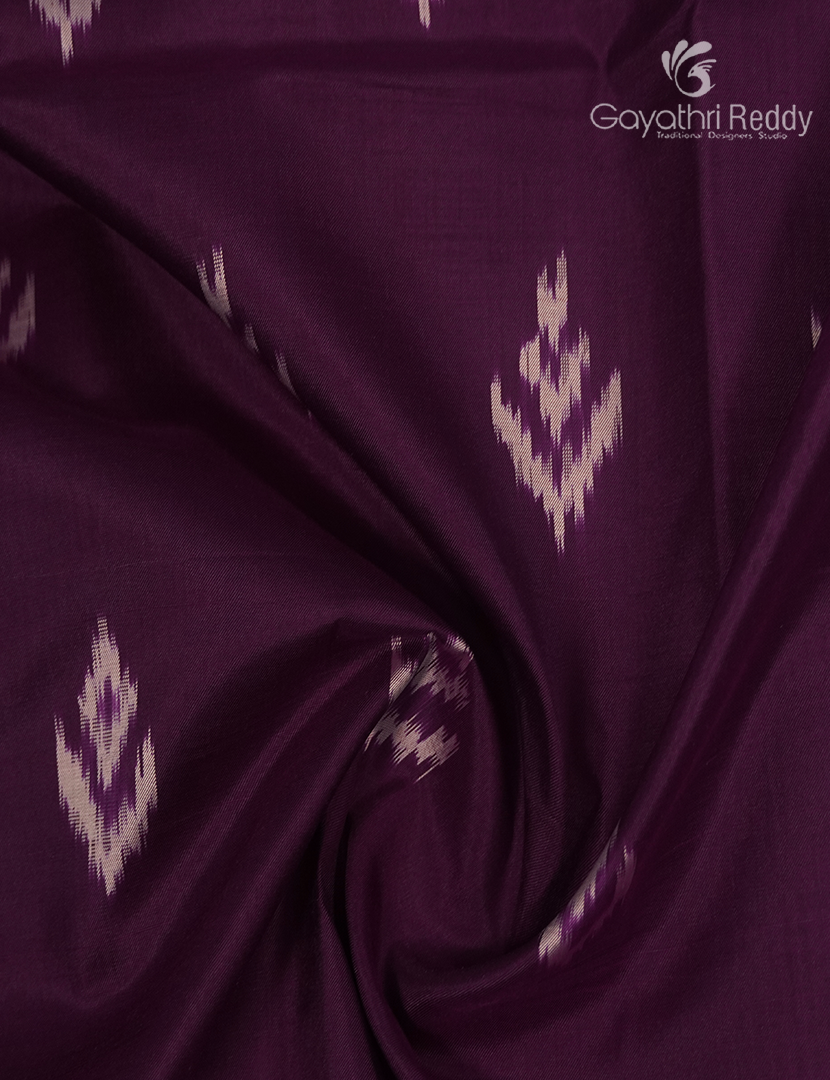 Pure Ikat Silk Saree in Burgundy and Pink