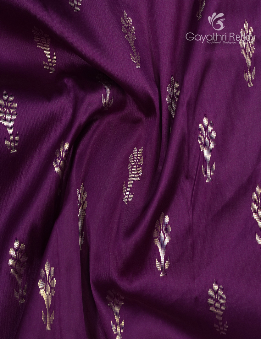 Semi Banaras Katan Silk Saree in Deep Violet and Red