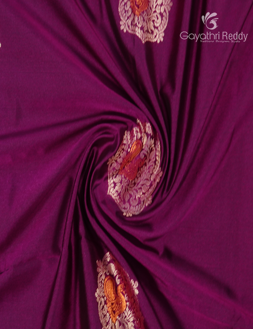 Soft Silk Saree in Deep Magenta and Deep Green