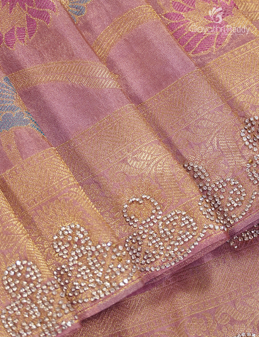Semi Kanchipuram Silk Fancy Saree in Baby Pink