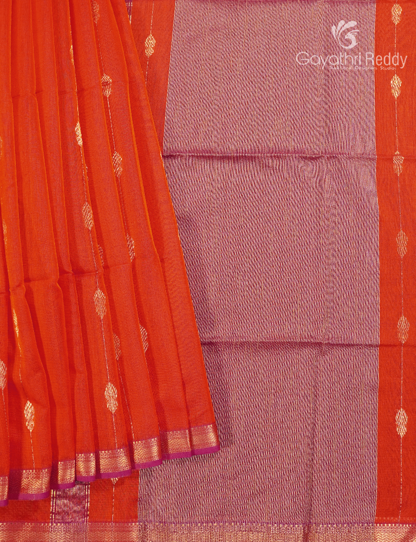 Pure Chanderi Sico Saree in Orange