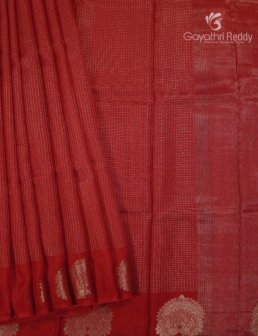 Semi Mysore Crepe Saree in Red