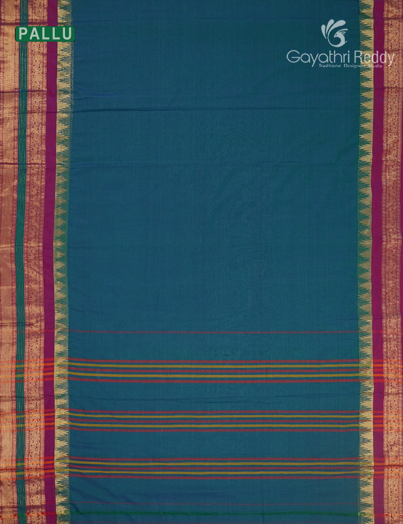 Pure Narayanpet Cotton Saree in Peacock blue