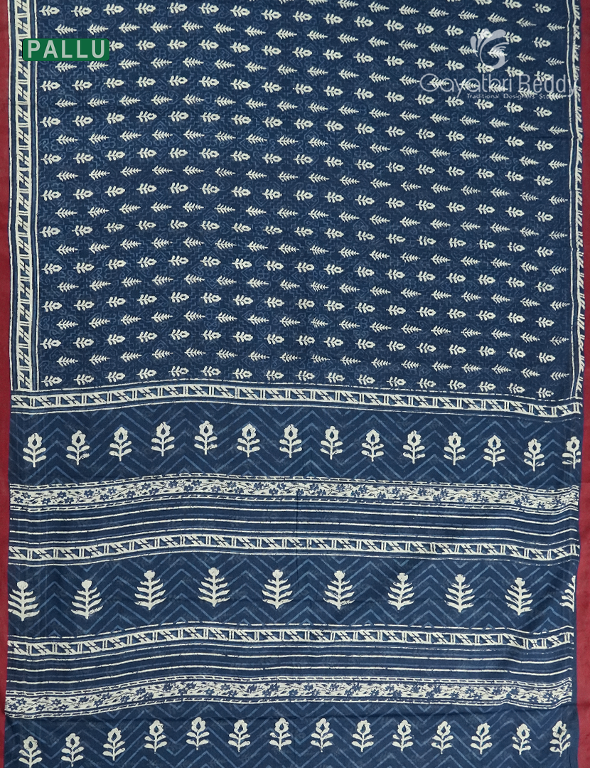Vidharbha Cotton Saree in IIndigo Blue