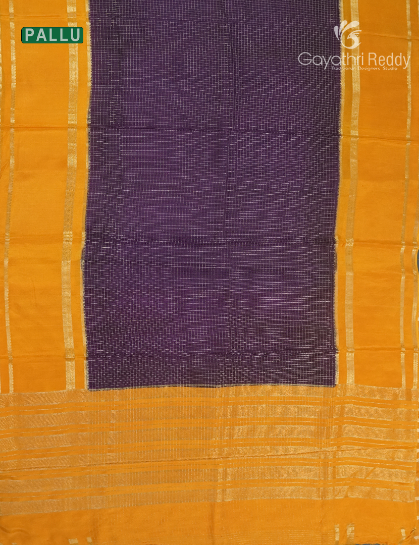 Semi Mysore Crepe Saree in Deep Violet and Yellow